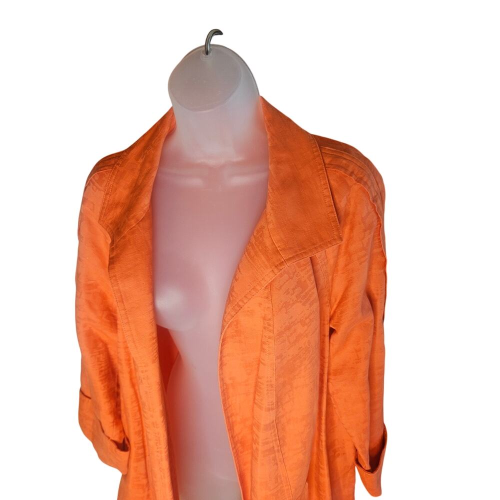Peter Nygard Orange Linen Cotton Blazer Jacket Sz XL Pockets Open Front - Picture 3 of 8